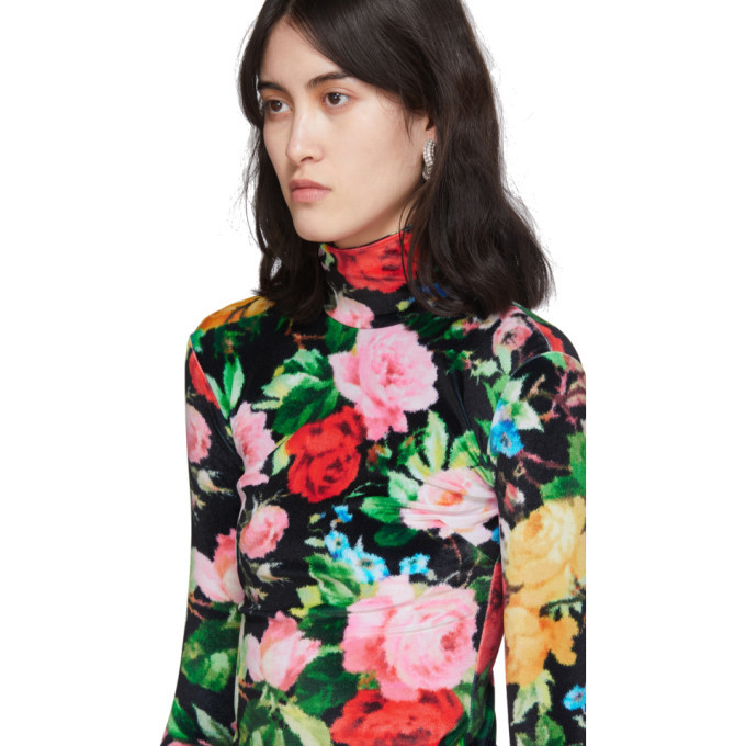 Richard Quinn Black Floral Turtleneck