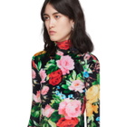 Richard Quinn Black Floral Turtleneck