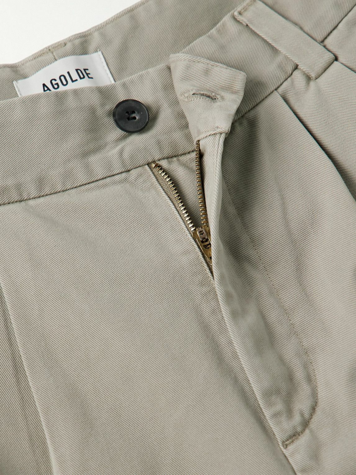 AGOLDE - Slater Straight-Leg Pleated Cotton-Twill Trousers - Neutrals
