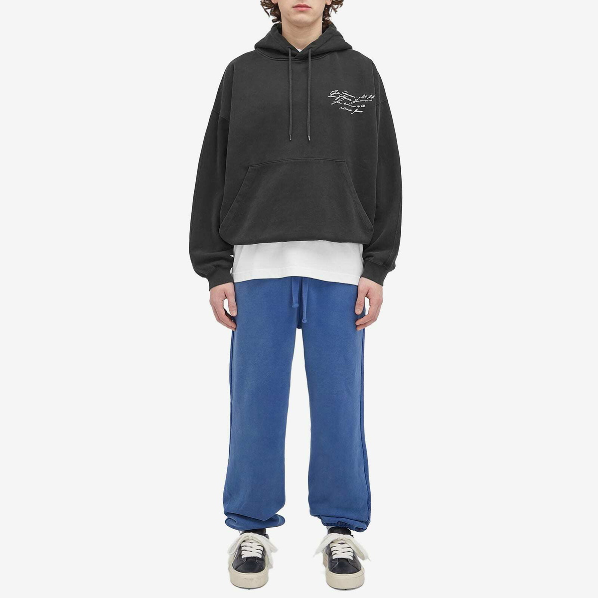 Cole Buxton Men's Distressed Sweat Pants in Washed Cobalt Blue