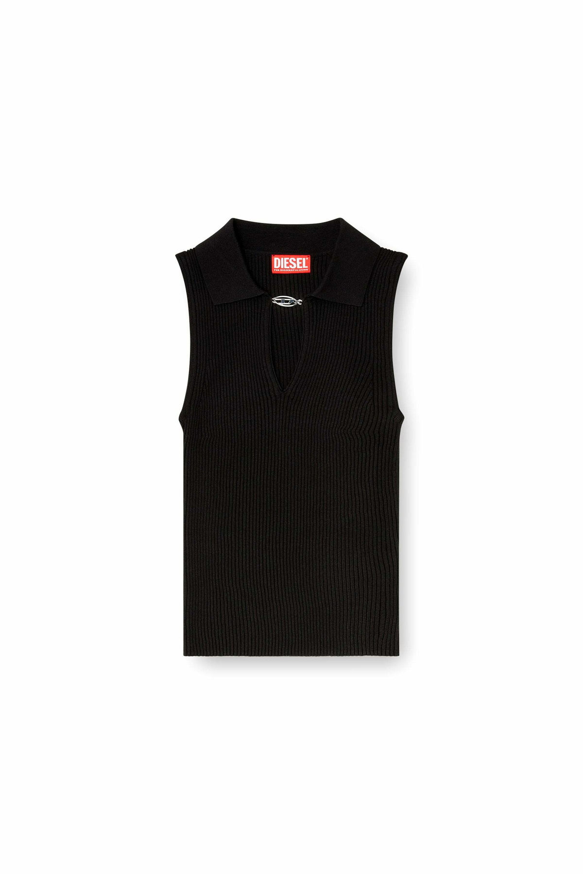 Diesel Sleeveless rib-knit polo top in silk blend - T-Shirts - Woman -