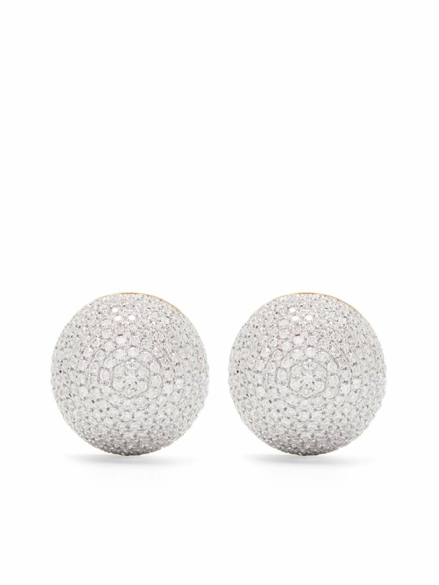 Photo: Yvonne Léon 9K Yellow Gold Paire De Bo Boule Disco Diamond Earrings