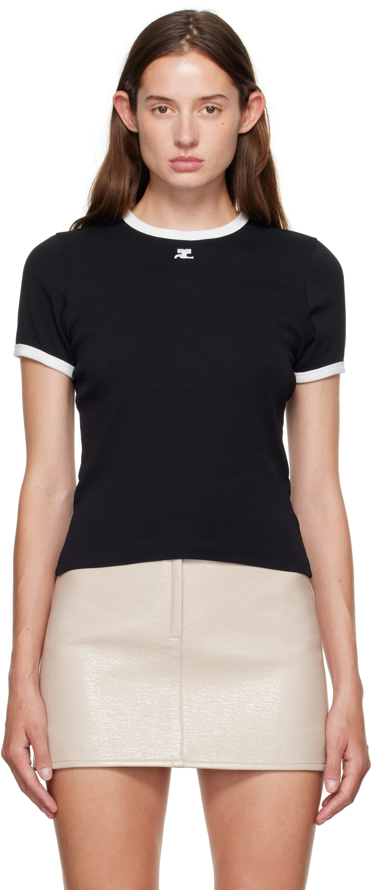Courrèges Black Cropped T-Shirt Courreges Courrèges Black Cropped T-Shirt Courreges