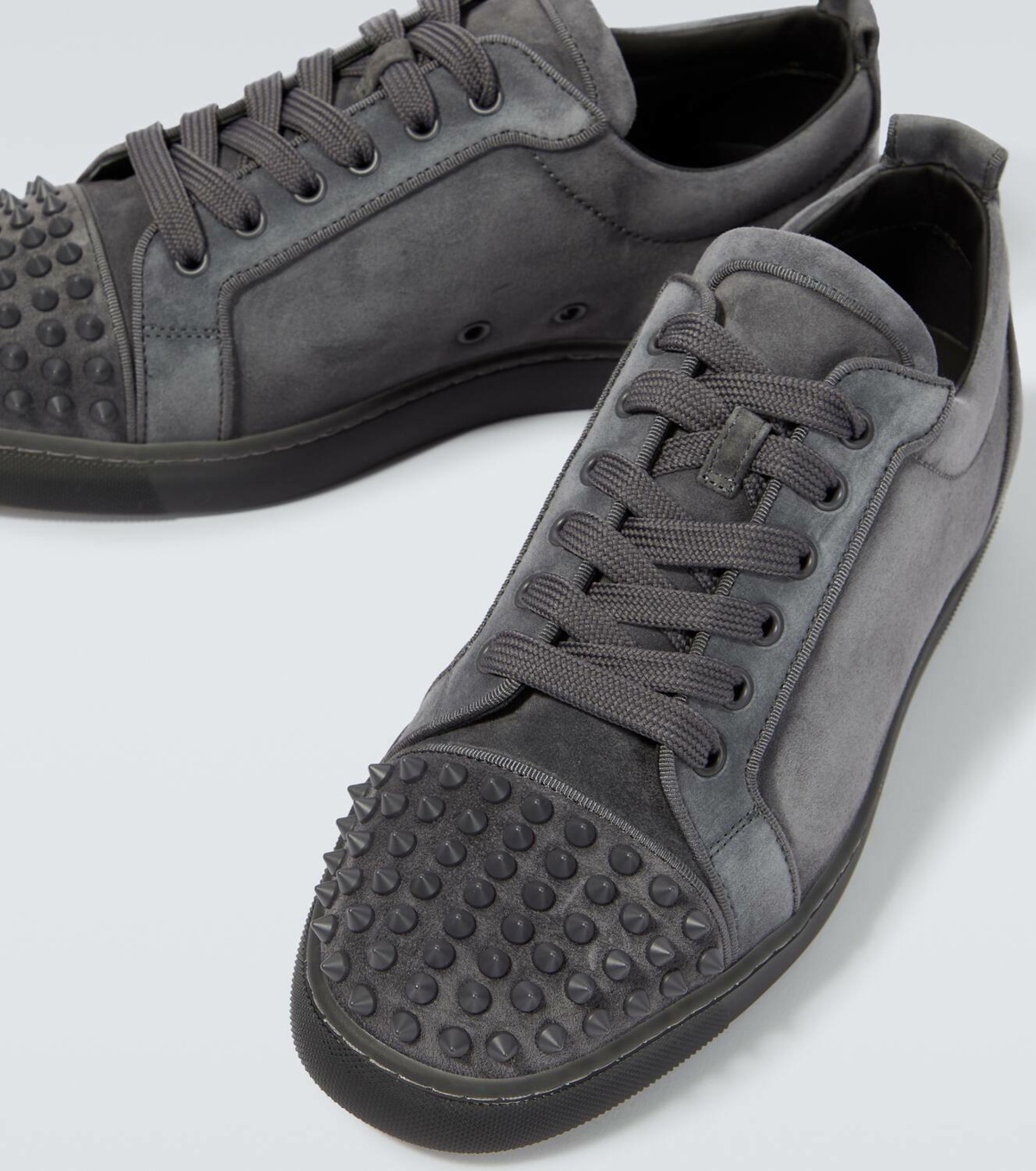 Louis Junior Spikes suede sneakers in grey - Christian Louboutin