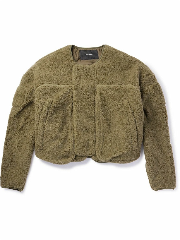 Photo: Entire Studios - Oversized Cropped Ripstop-Trimmed Fleece Bomber Jacket - Green