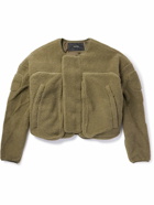 Entire Studios - Oversized Cropped Ripstop-Trimmed Fleece Bomber Jacket - Green