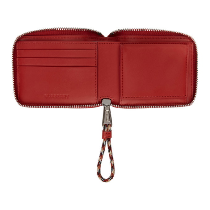 Burberry Horseferry Print Leather Zip Wallet Red Pony-style calfskin  ref.621030 - Joli Closet