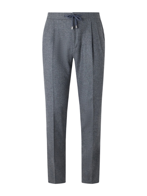 Photo: De Petrillo - Straight-Leg Wool and Cashmere-Blend Drawstring Suit Trousers - Gray