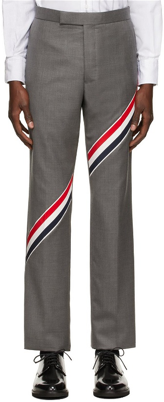 Photo: Thom Browne Grey Super 120s Wool RWB Stripe Trousers