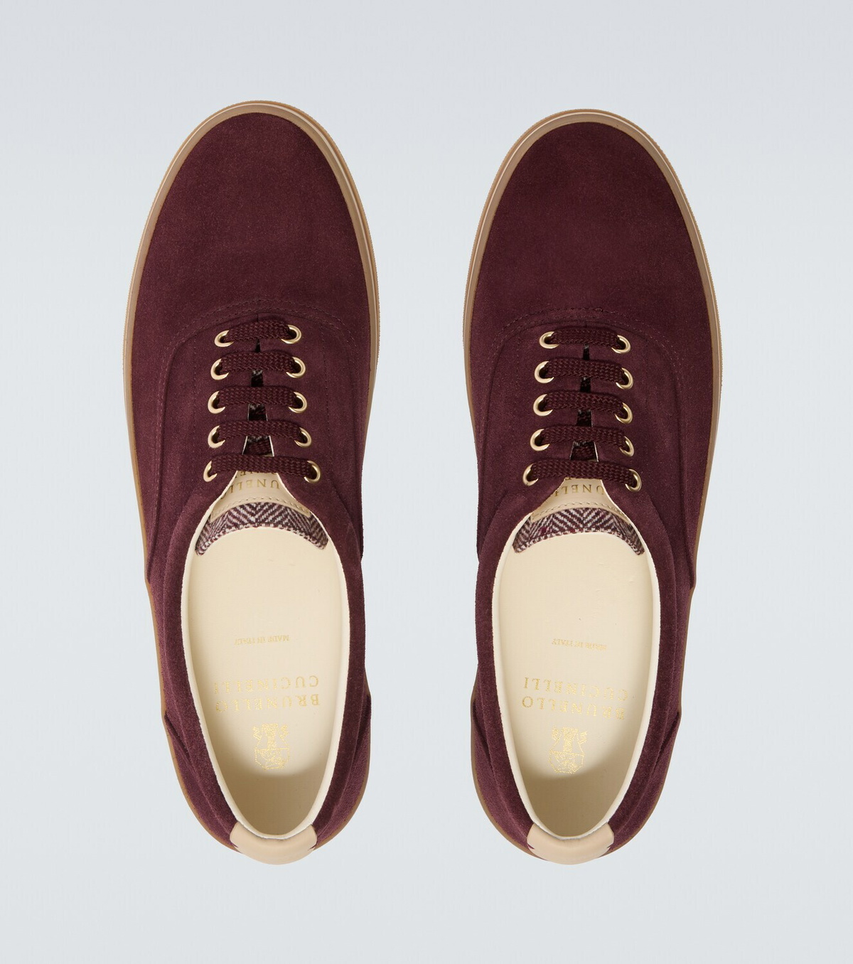 Brunello Cucinelli Leather-trimmed suede sneakers