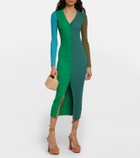 Staud - Shoko colorblocked ribbed-knit midi dress