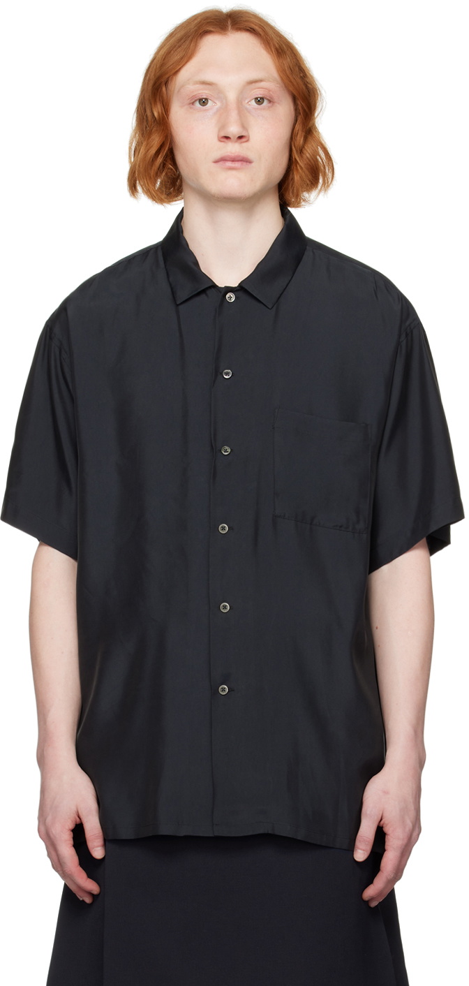 stein Black Oversized Open Collar Shirt