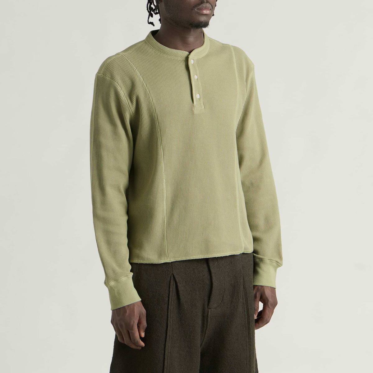 Gander Men's Henley Waffle Longsleeve in Sage