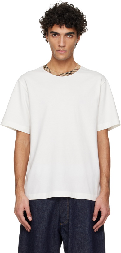 Photo: Burberry Off-White Check Trim Cotton T-shirt