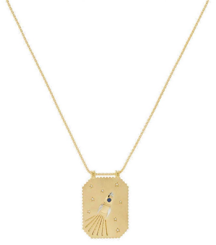 Photo: Marie Lichtenberg Love You to the Moon 18kt gold pendant necklace with sapphire and diamonds