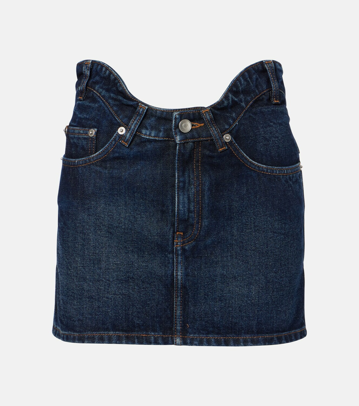 Jean Paul Gaultier Curved denim miniskirt