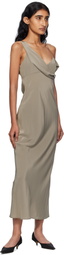 St. Agni Gray Silk Drape Midi Dress
