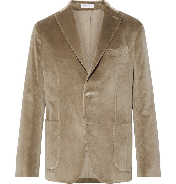 Photo: Boglioli - Beige K-Jacket Slim-Fit Unstructured Cotton-Blend Velvet Blazer - Neutrals