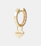 Robinson Pelham Orb Midi and Heart EarWish 14kt gold single hoop earring with diamonds and rubies