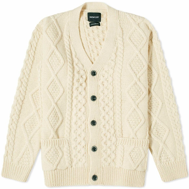 Photo: Howlin by Morrison Men's Howlin' Blind Flowers Cable Cardigan in Ecru
