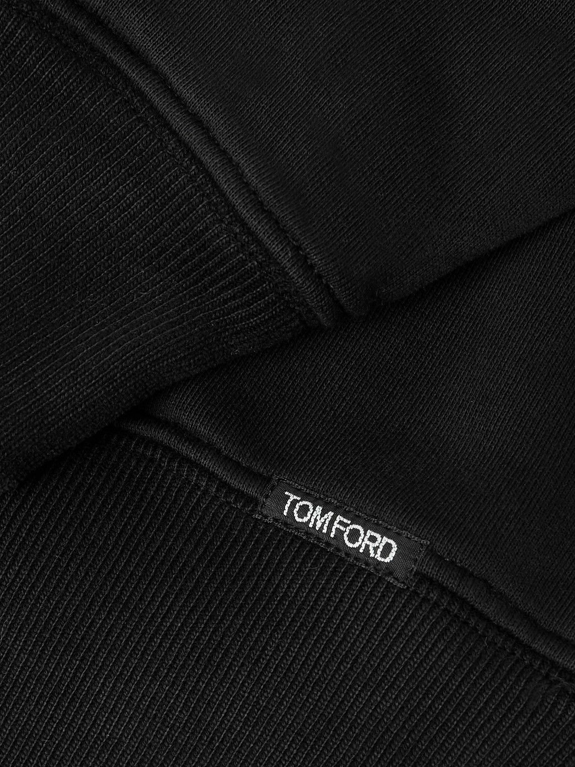 TOM FORD - Logo-Appliquéd Garment-Dyed Cotton-Jersey Sweatshirt - Black