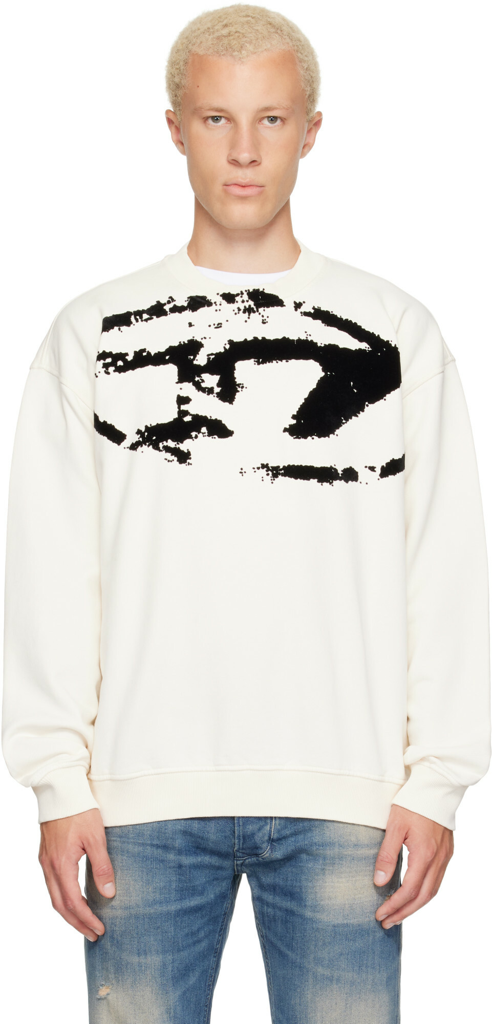 Diesel Off-White Flocked Sweatshirt