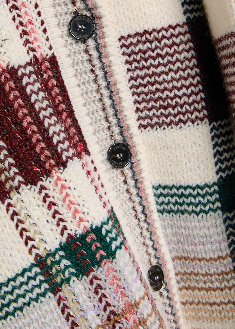 Missoni Checked Wool-blend Cardigan White And Red