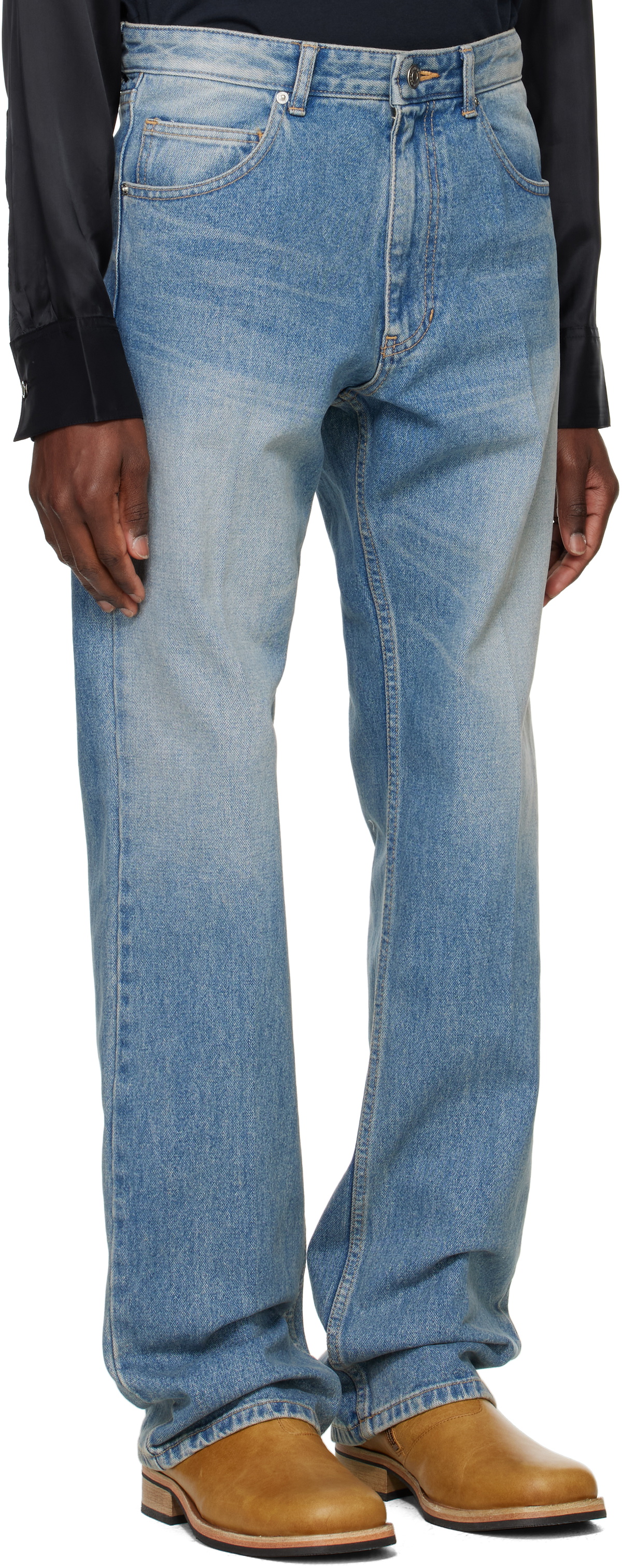 System Blue Straight Slim Bootscut Denim Jeans