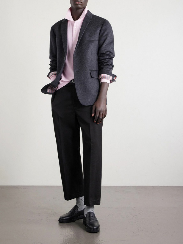 Photo: Thom Browne - Striped Cotton-Piqué Polo Shirt - Pink