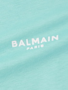 Balmain - Logo-Flocked Cotton-Jersey T-Shirt - Blue