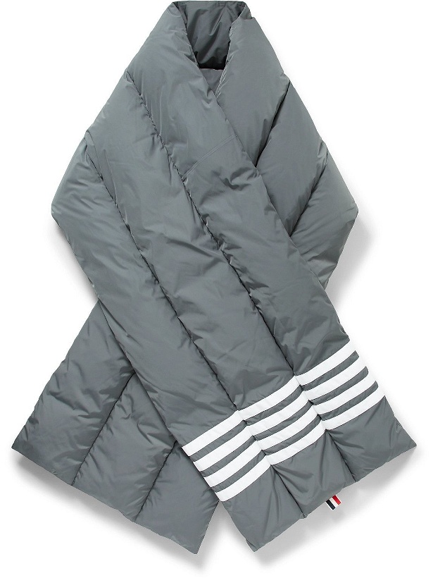 Photo: Thom Browne - Grosgrain-Trimmed Striped Quilted Shell Down Scarf