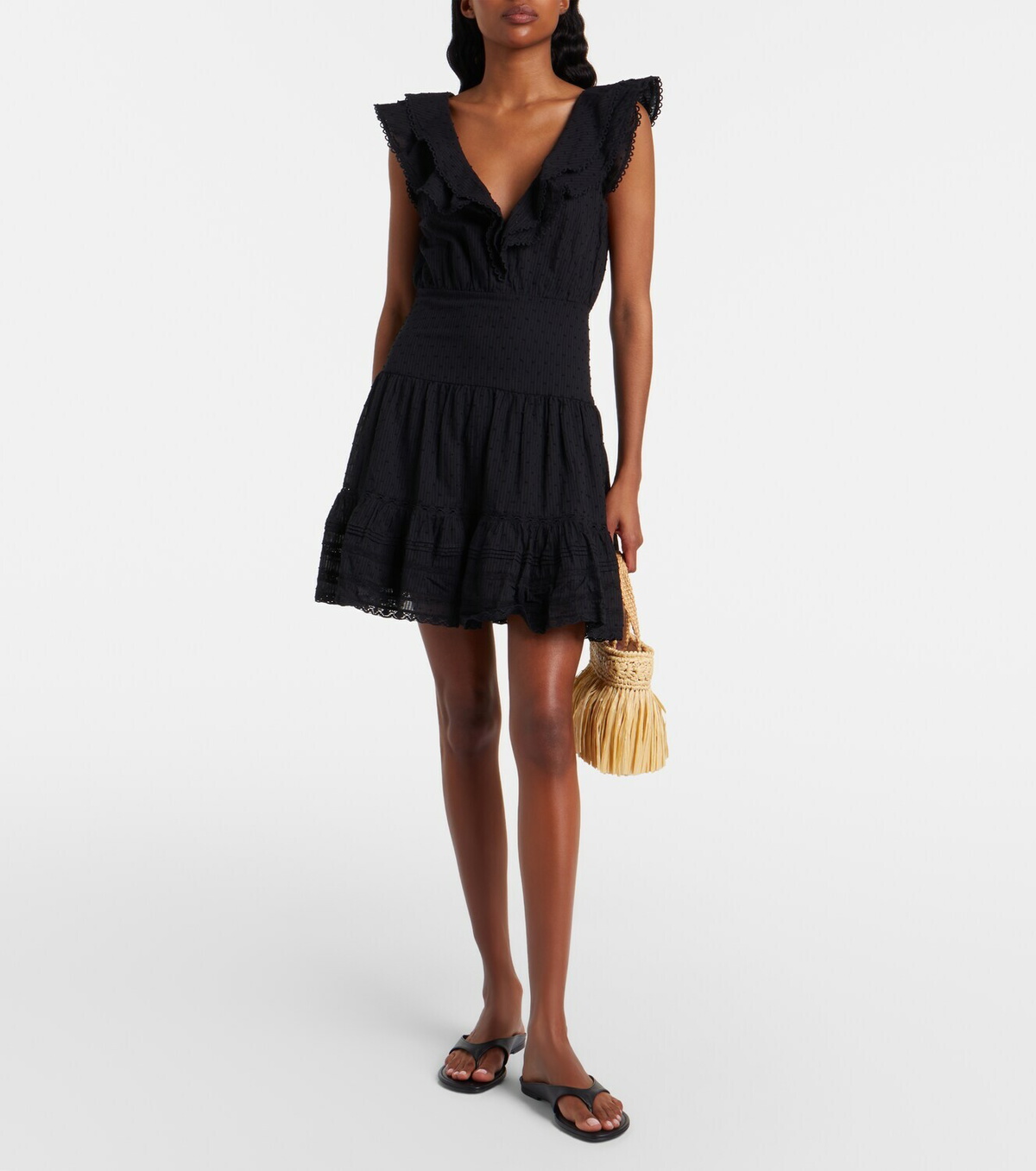 Poupette St Barth Della ruffled cotton minidress