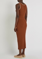 Tods Scoop-neck Cotton-knit Midi Dress Terracotta