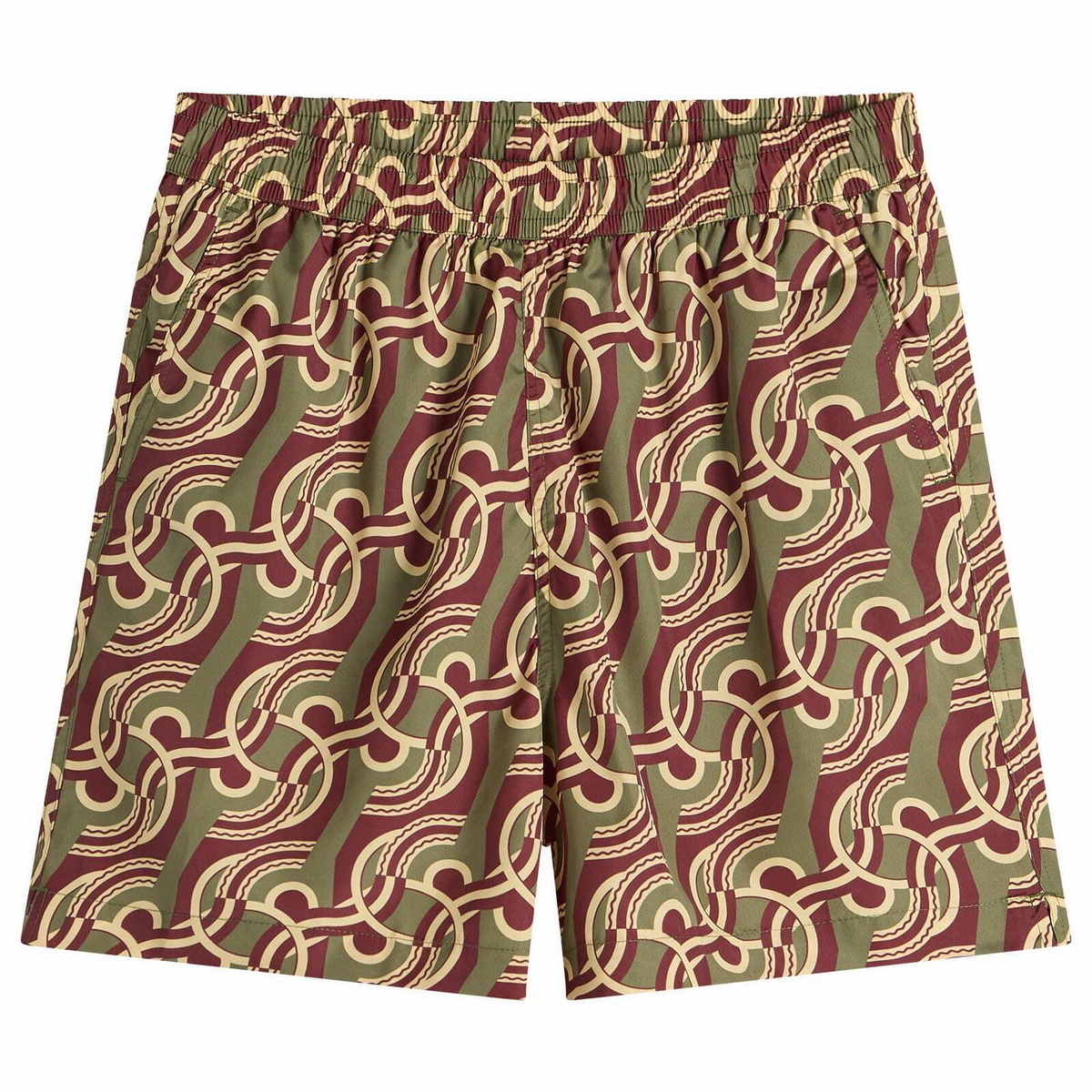 Drôle de Monsieur Men's Chain Link Monogram Swimsuit in Brown