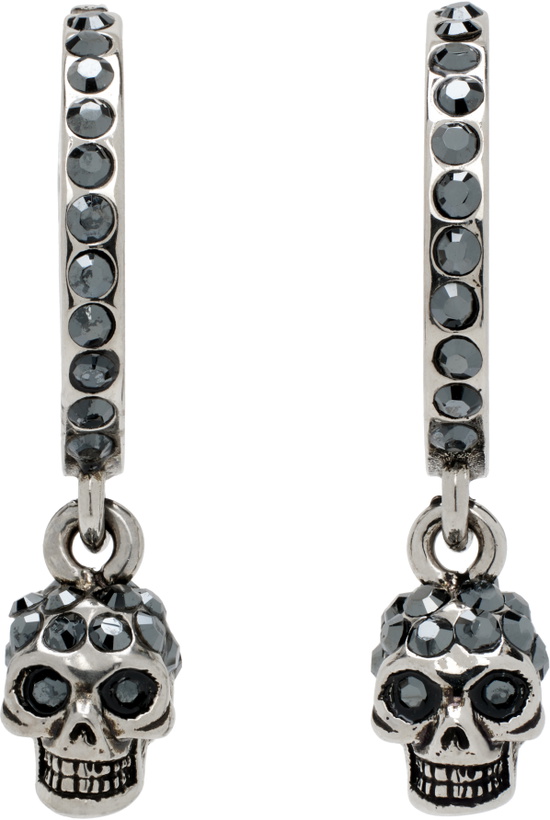 Photo: McQueen Gunmetal Skull Mini Creole Hoop Earrings