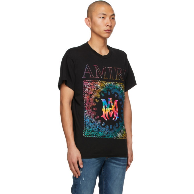 Amiri Rainbow Bandana Print Jersey T-shirt in Black for Men