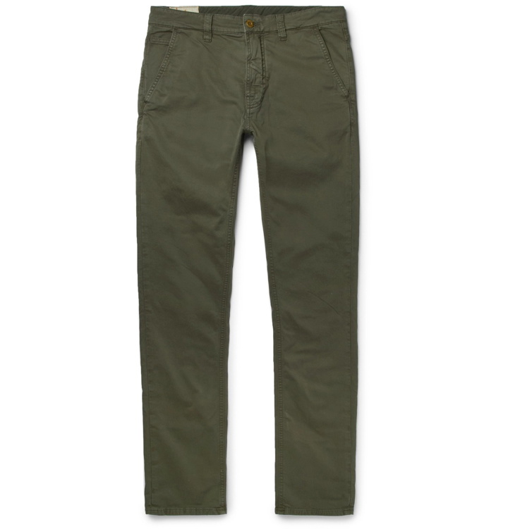 Photo: Nudie Jeans - Slim Adam Garment-Dyed Stretch Organic Cotton-Twill Trousers - Green