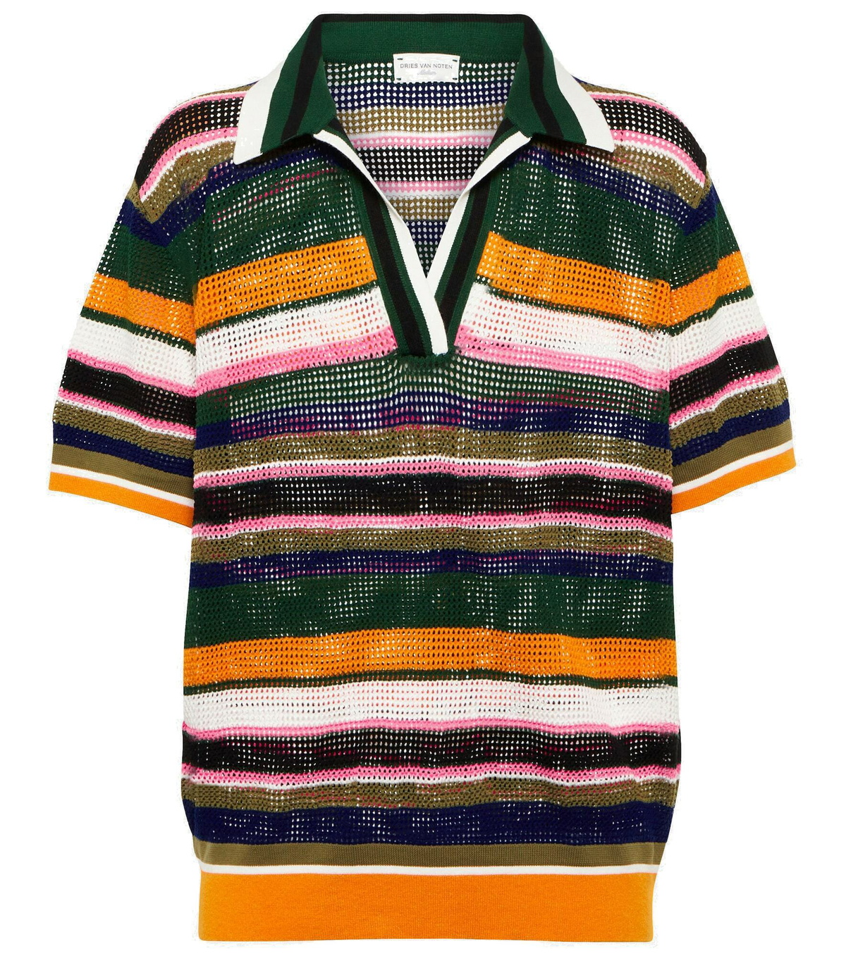 Dries Van Noten - Striped knit polo top Dries Van Noten