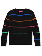 The Elder Statesman - Striped Ribbed Cashmere Sweater - Black