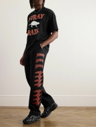 Stray Rats - Exo Straight-Leg Logo-Print Cotton-Jersey Sweatpants - Black