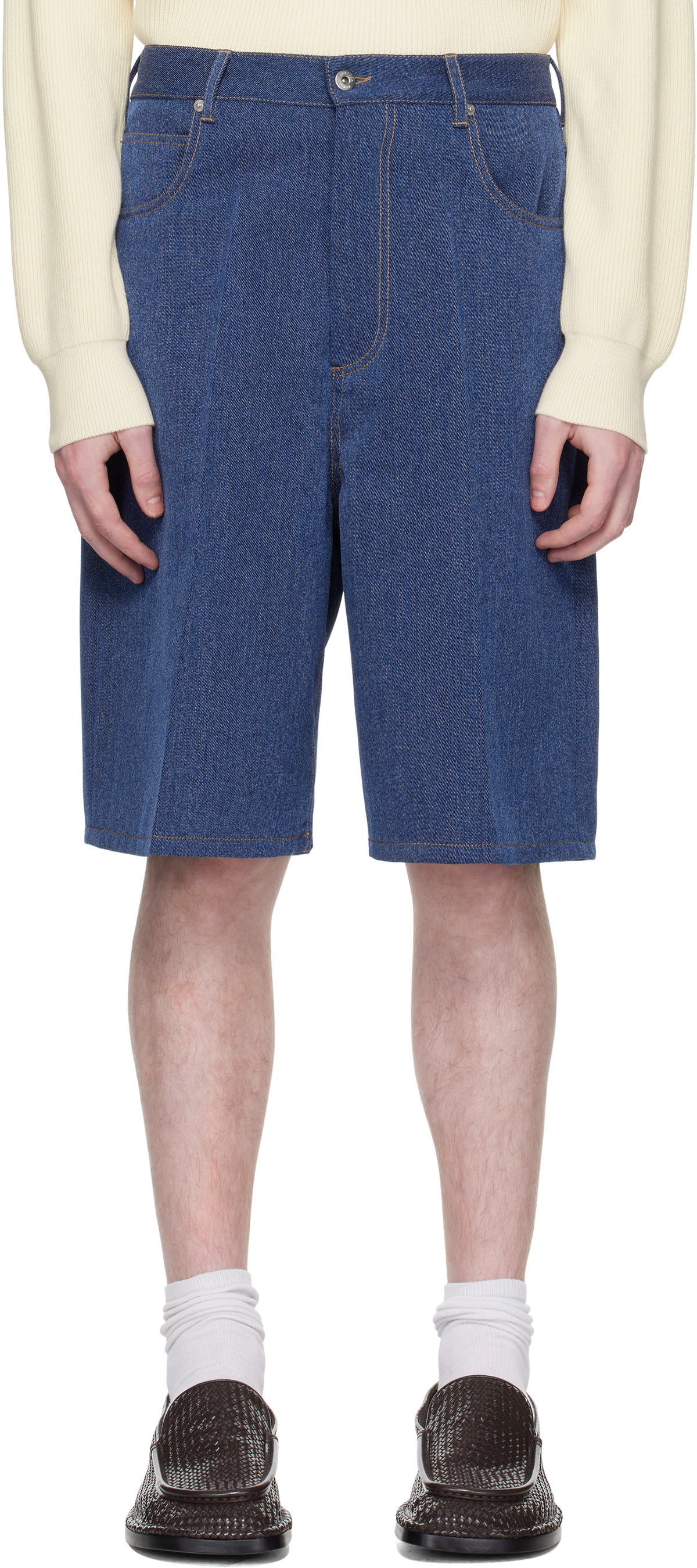 Bottega Veneta Blue Melange Drill Shorts