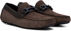 Ferragamo Brown Gancini Ornament Driver Loafers