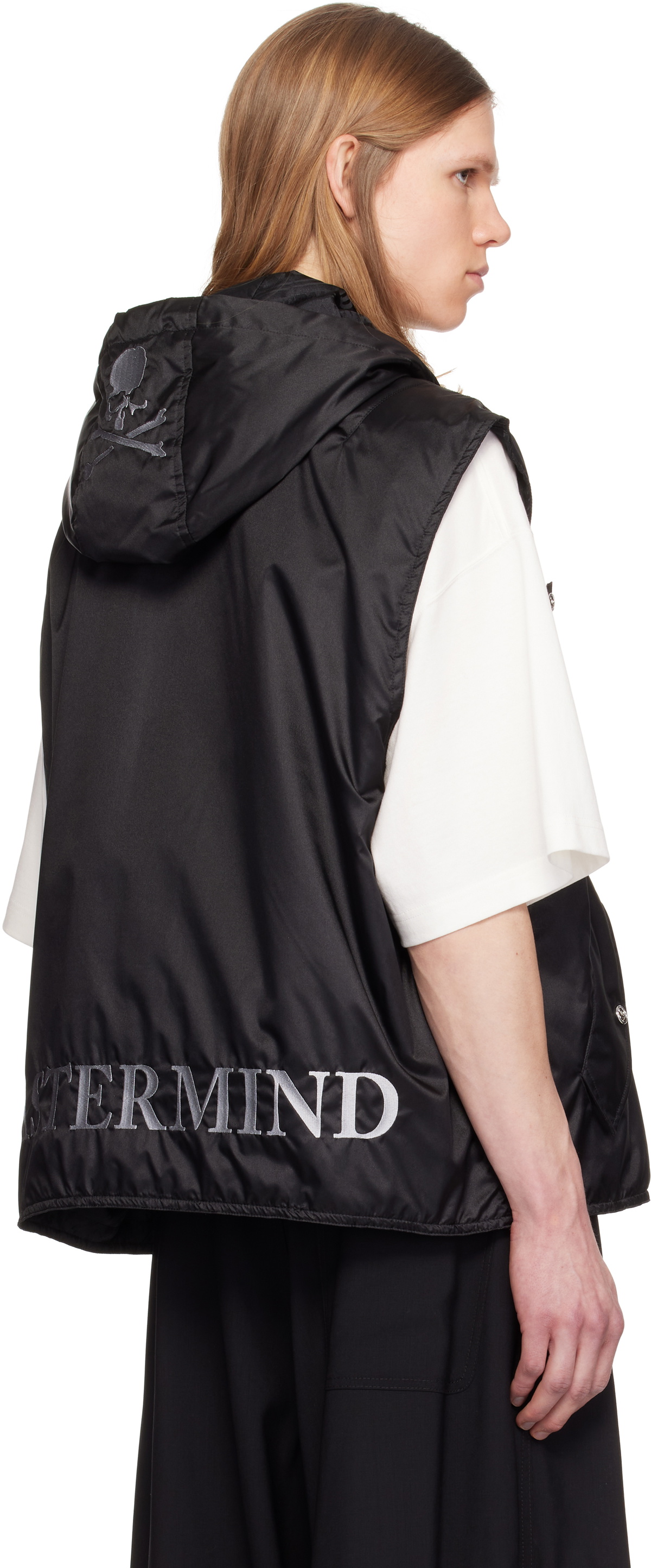 MASTERMIND WORLD Black Hooded Nylon Vest MASTERMIND WORLD