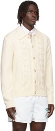 Casablanca Wool Pearl Leaf Cardigan