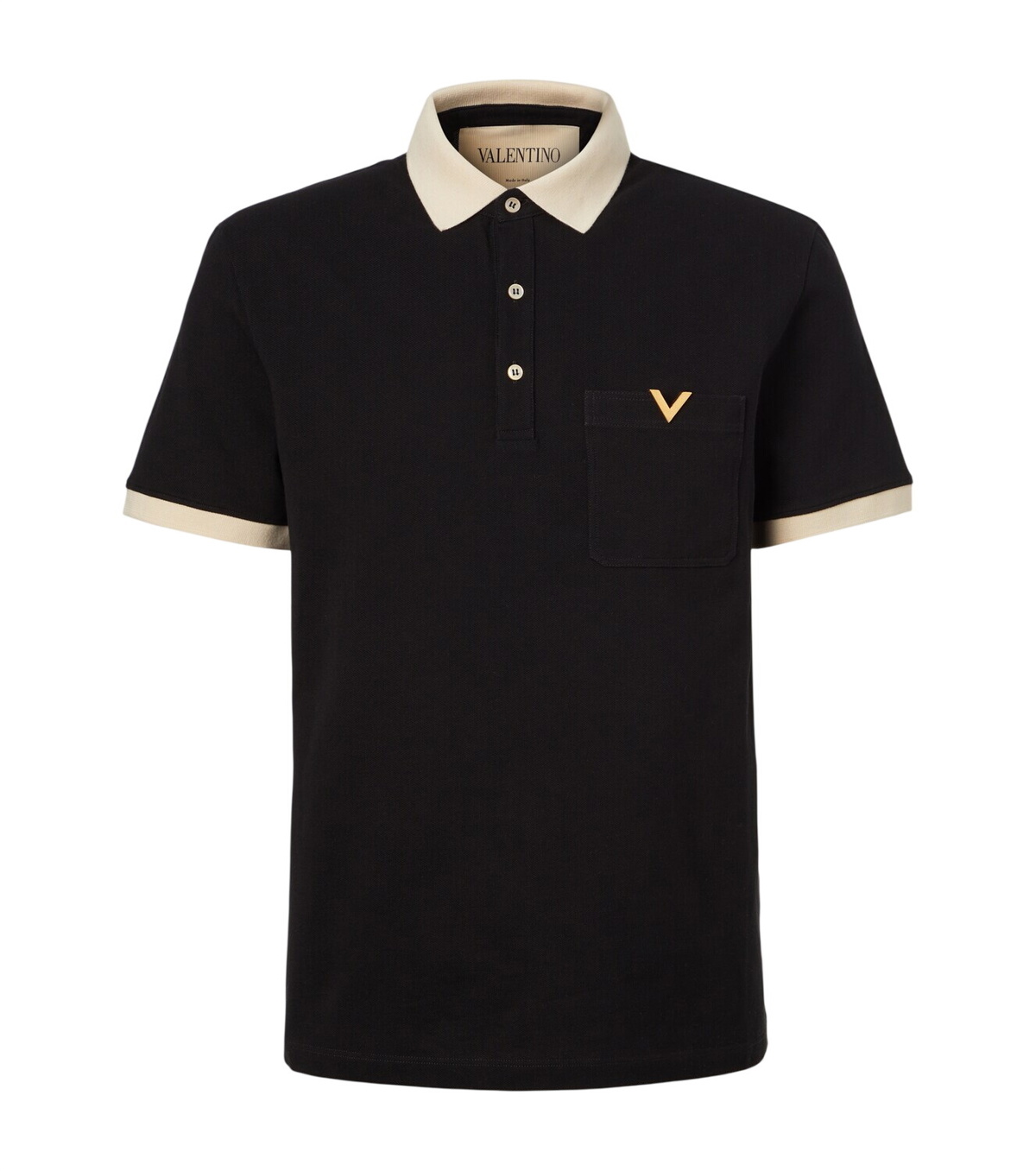 Valentino Logo Cotton-blend Polo Shirt Navy Valentino Valentino Logo Cotton-blend Polo Shirt Navy Valentino