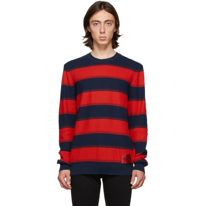 Photo: Hugo Navy and Red Striped Sanor Sweater
