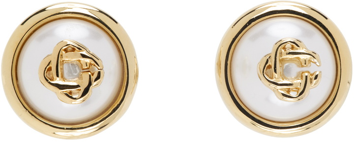 Photo: Casablanca Gold Pearl Logo Stud Earrings