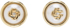 Casablanca Gold Pearl Logo Stud Earrings