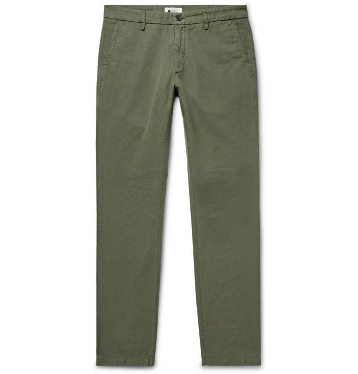Photo: NN07 - Karl Slim-Fit Cotton and Linen-Blend Trousers - Men - Green