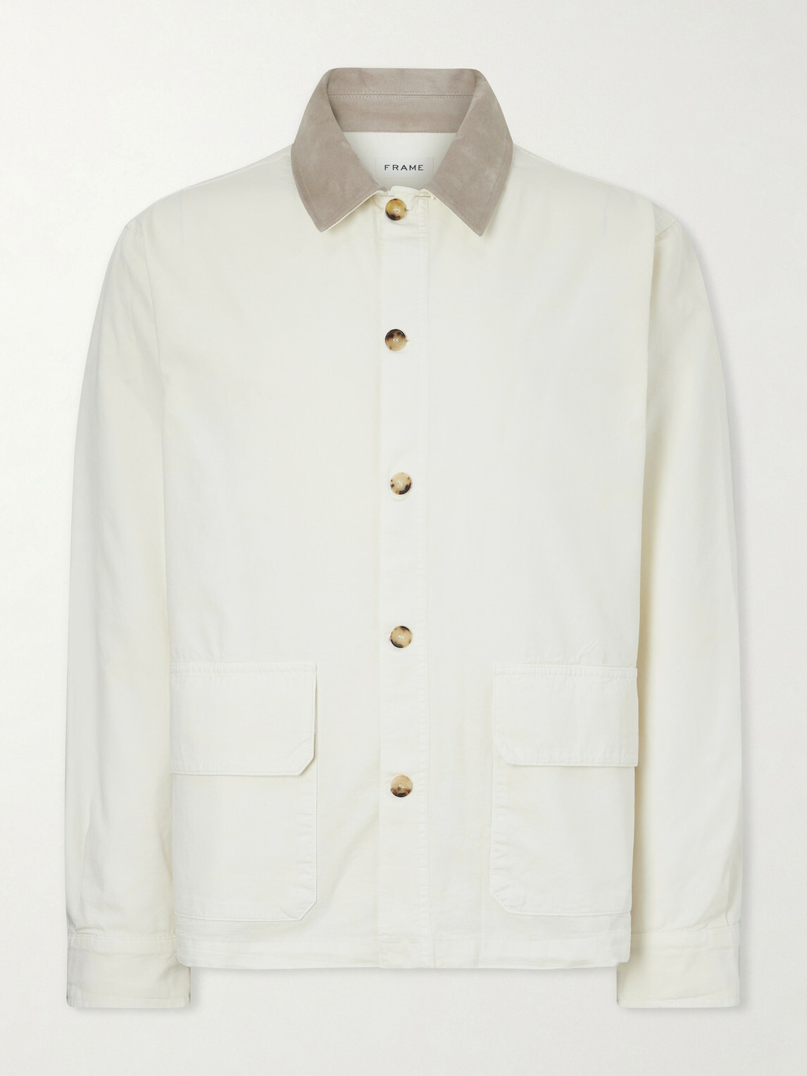FRAME - Suede-Trimmed Cotton-Blend Jacket - White